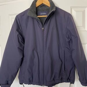 {Lands' End} Navy Fleece Lined Full Zip Insulated Jacket